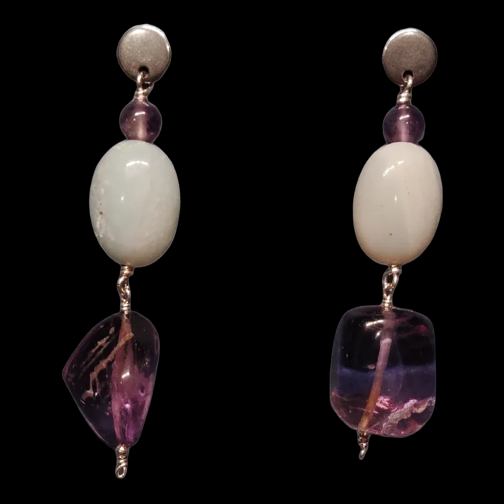 Wisdom and Truth| Amethyst and Amazonite Earrings