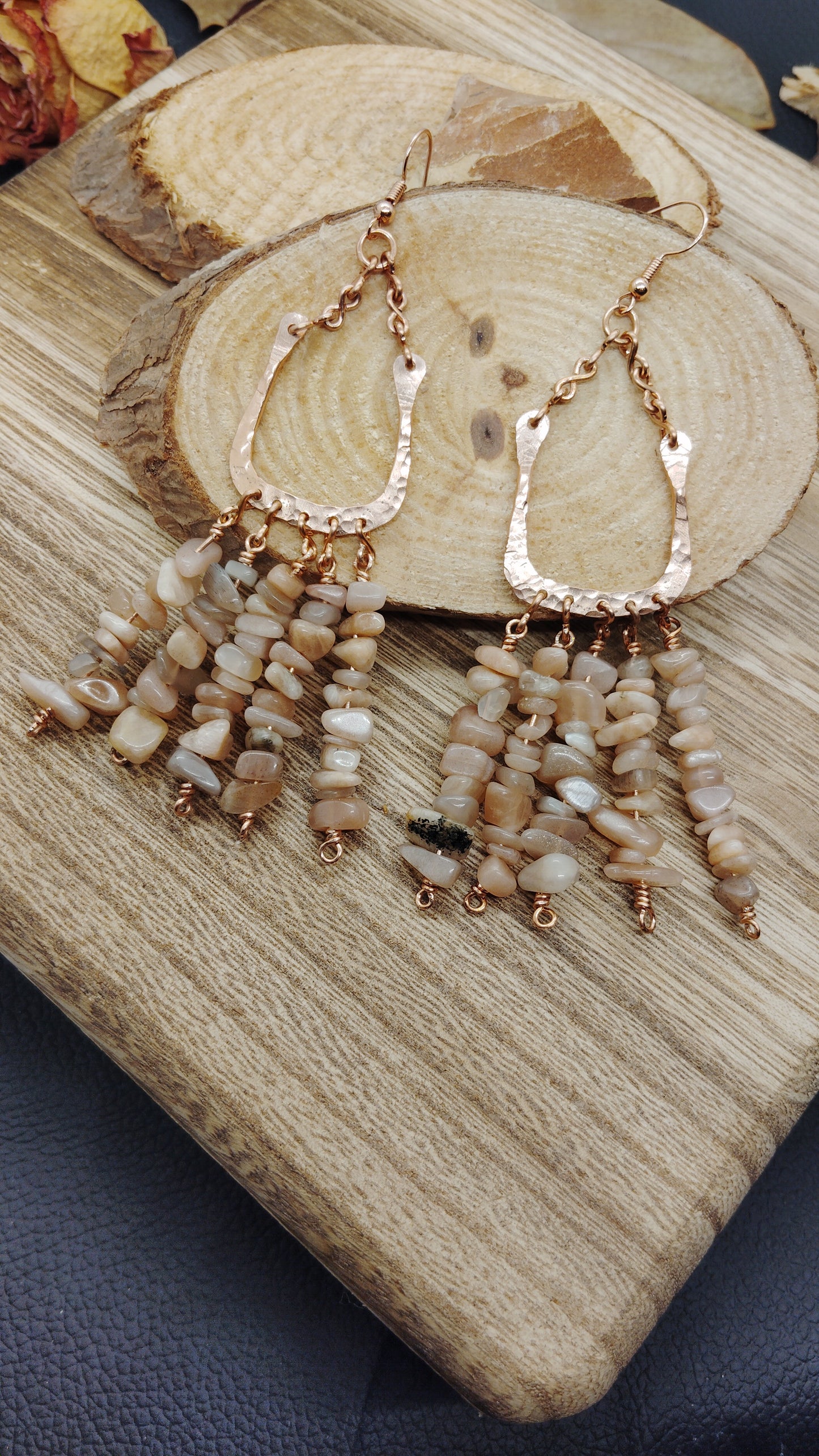 Earrings- Hammered with Sunstone