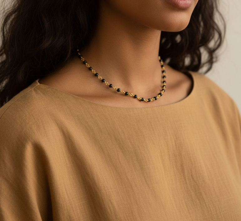 Linking Chain | Small Hematite and Brass Necklace