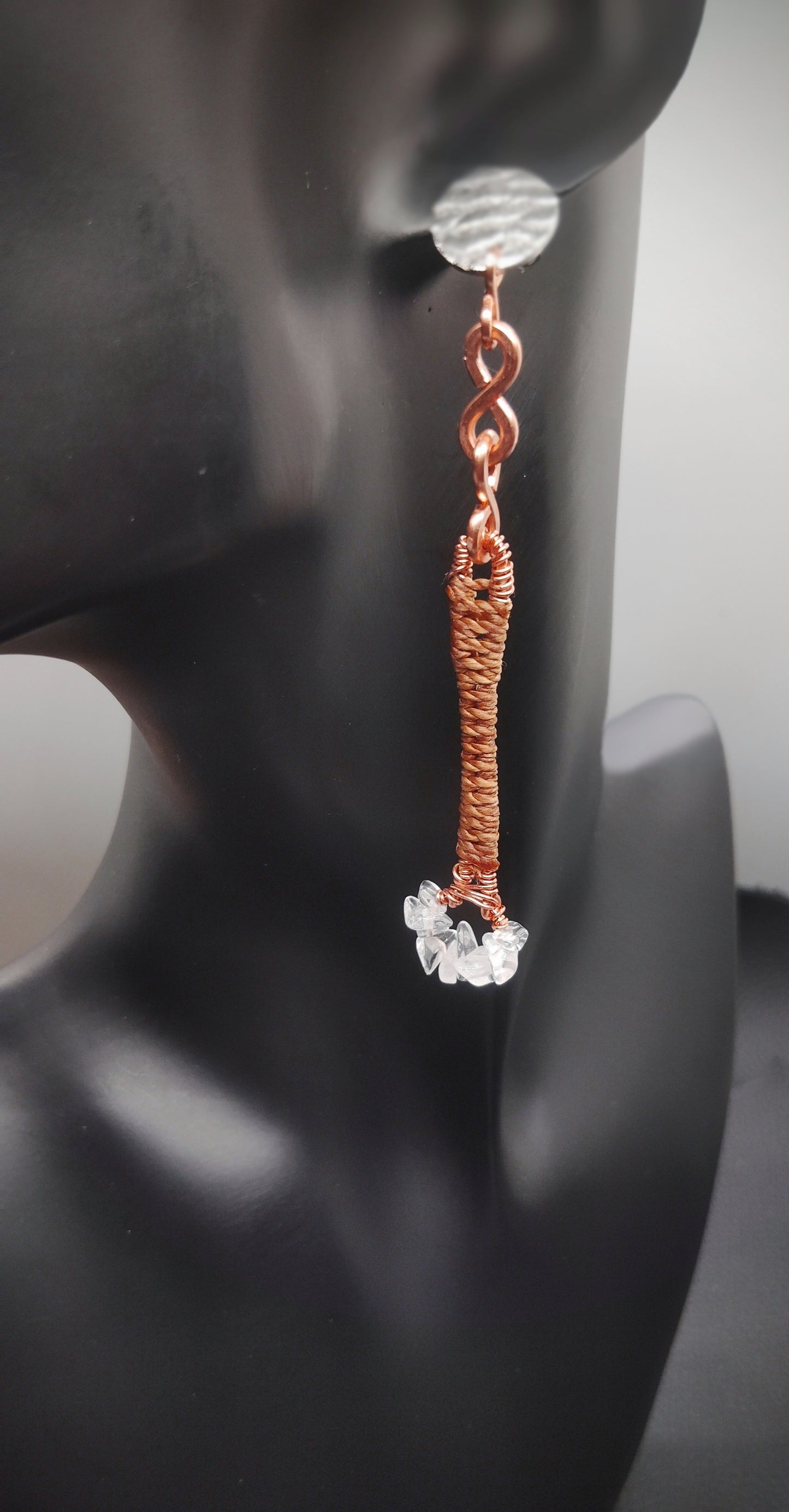“Still Waters” Clear Quartz Drop Earrings | Copper & Cotton Statement Drops