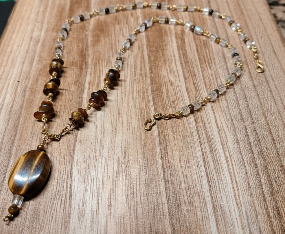 Linking Chain | Tiger's Eye and Shell Necklace
