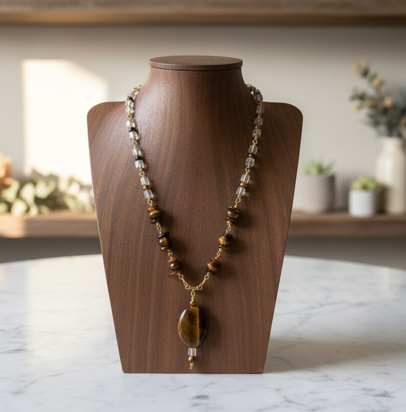 Linking Chain | Tiger's Eye and Shell Necklace