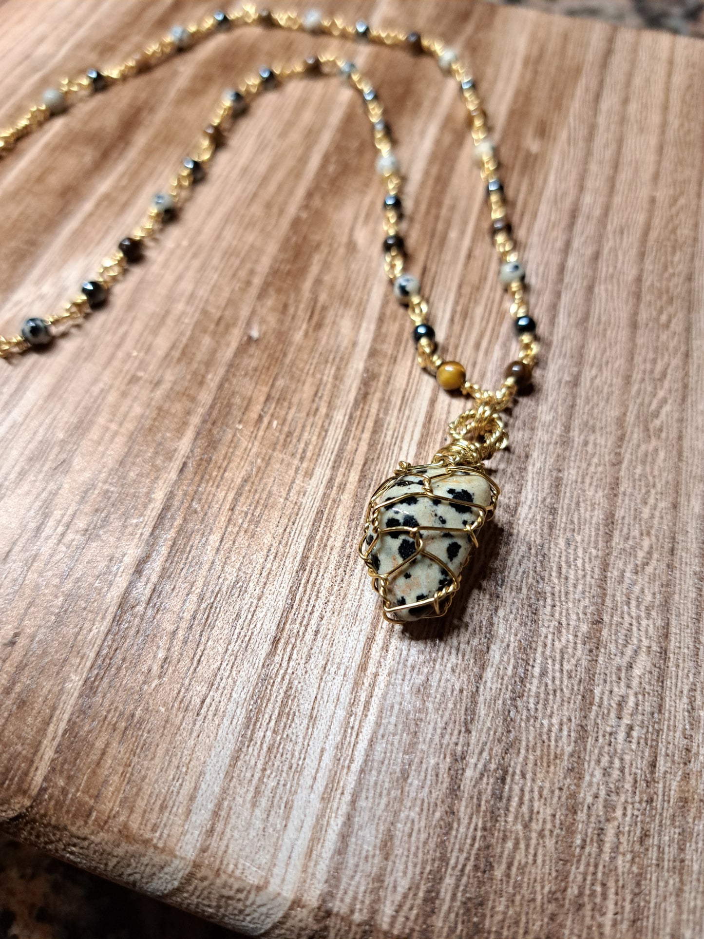 Linking Chain | Tiger's Eye, Hematite, & Dalmatian Jasper Necklace