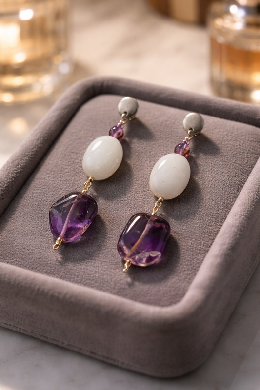 Wisdom and Truth| Amethyst and Amazonite Earrings
