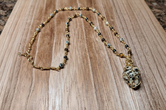 Linking Chain | Tiger's Eye, Hematite, & Dalmatian Jasper Necklace