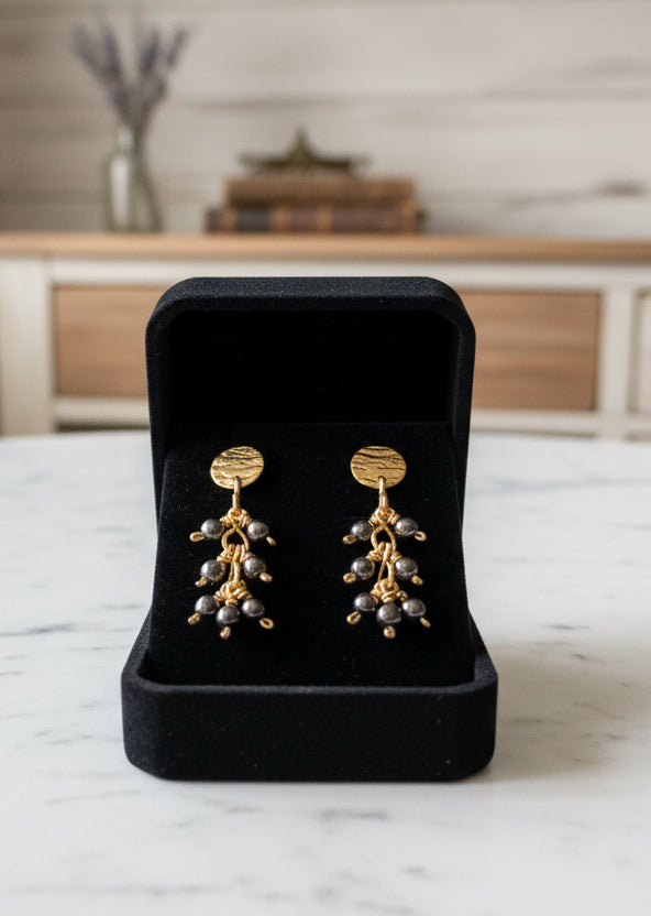 Sun Fall Earrings | Brass and Hematite